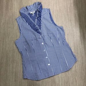 Tyler Boe Sleeveless Ruffle Neck in Blue Gingham